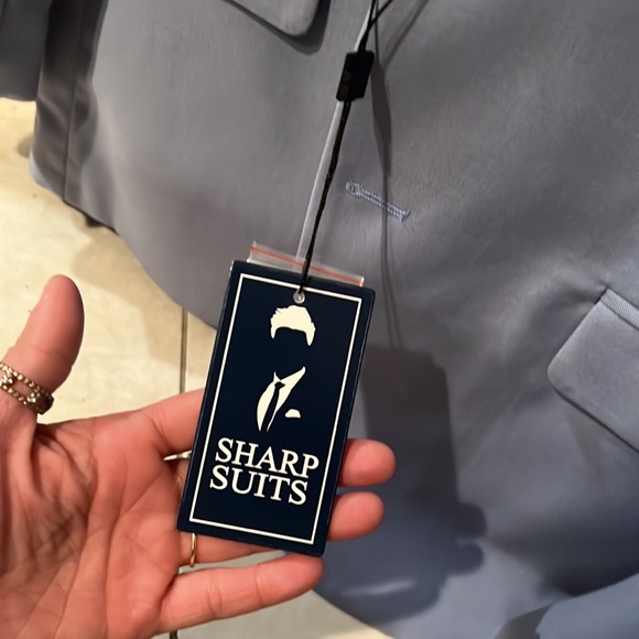 2 piece Sharp Suit,baby blue with light grey hue & baby blue inside jacket lapel - Picture 8 of 12